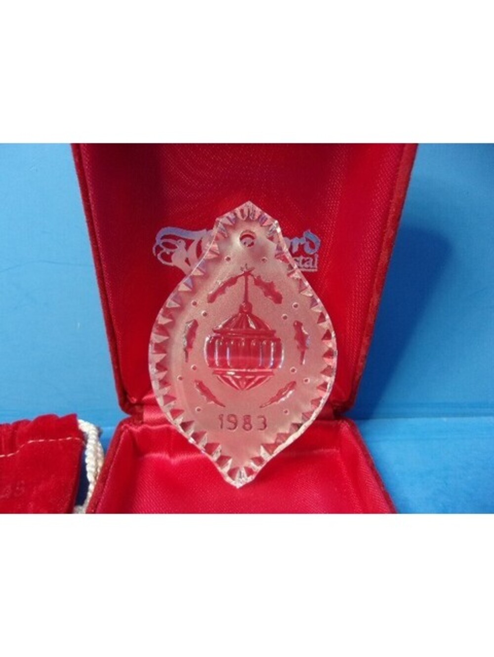 Vintage Waterford Crystal Annual Christmas Ball Ornament 1983 Red Pouch & Box